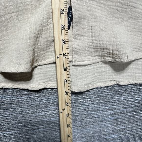 Molokai Surf Co. Shirt Men's L Beige Short Sleeve Button Up - Picture 8 of 14